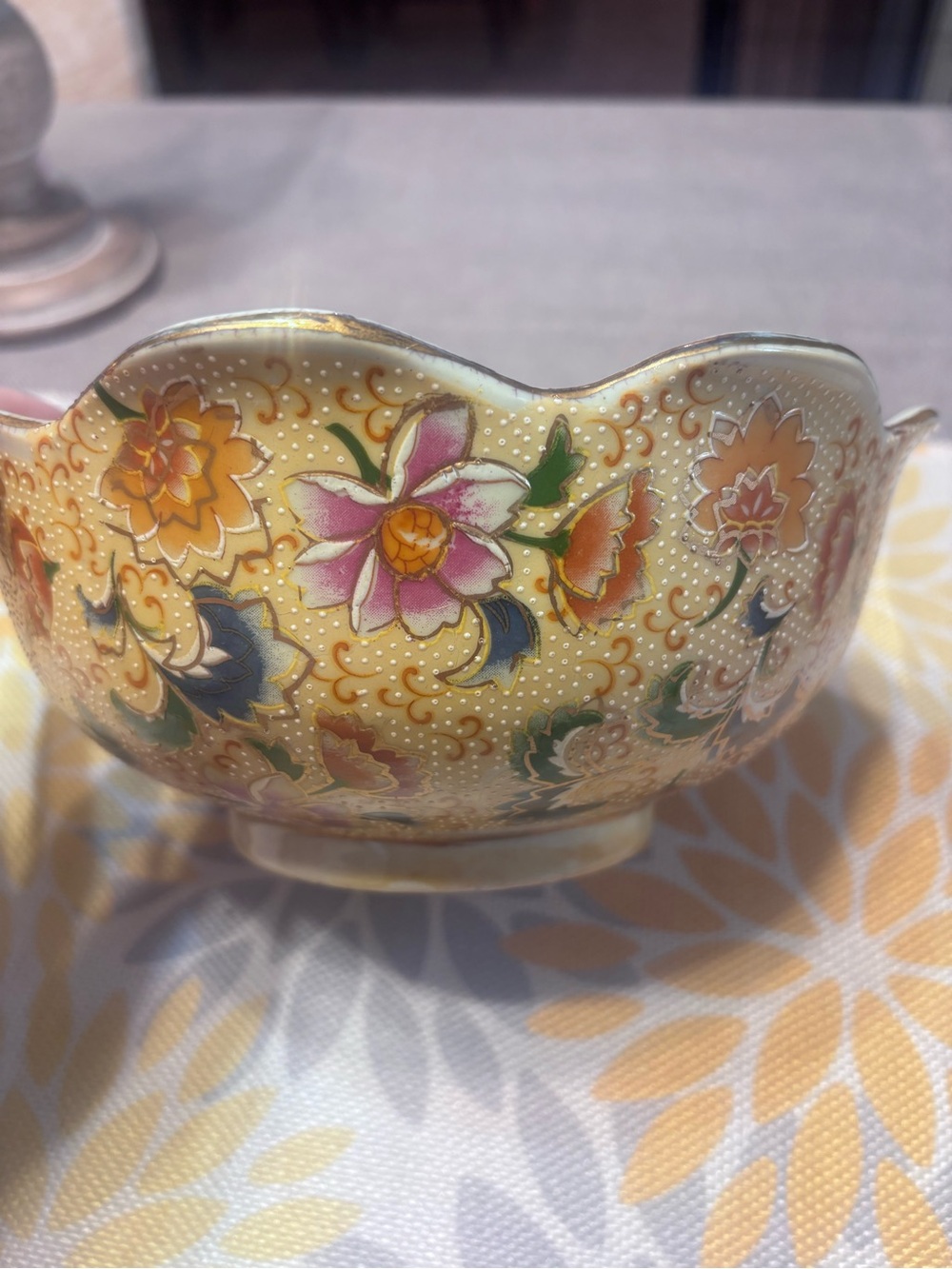 Hand-Painted Floral Ceramic Bowl